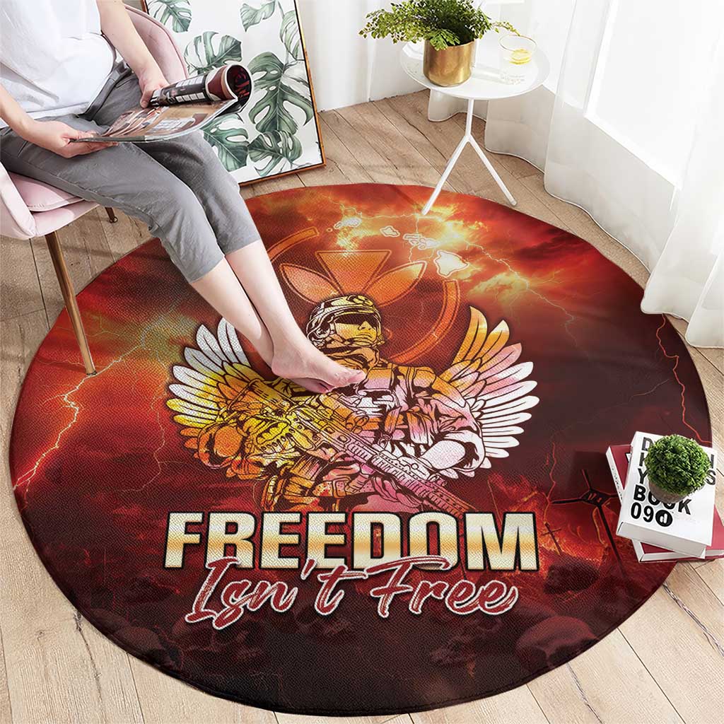 Hawaii Veterans Day Round Carpet May We Never Forget Freedom Isn't Free LT05 - Polynesian Pride