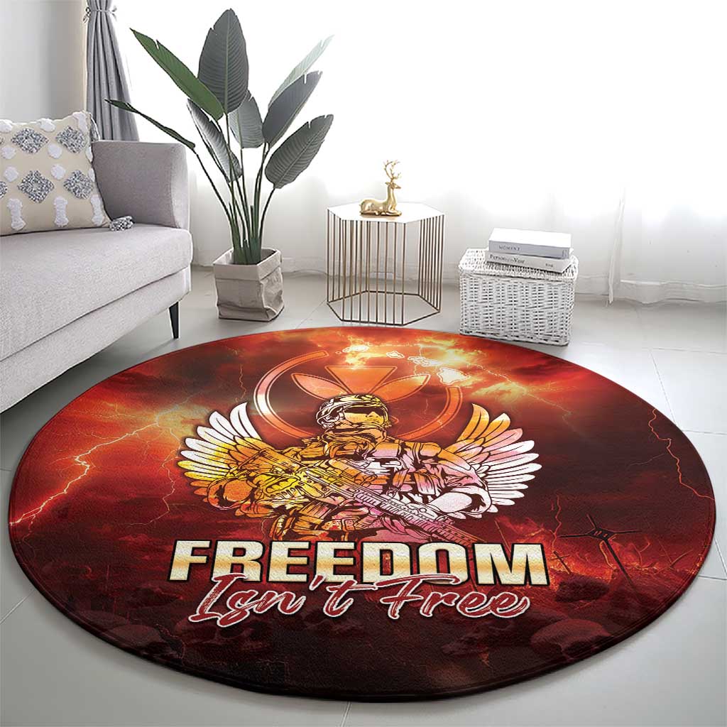 Hawaii Veterans Day Round Carpet May We Never Forget Freedom Isn't Free LT05 - Polynesian Pride