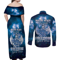 Federated States of Micronesia Veterans Day Couples Matching Off Shoulder Maxi Dress and Long Sleeve Button Shirt May We Never Forget Freedom Isn't Free LT05 - Polynesian Pride