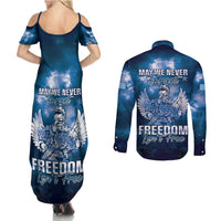 Federated States of Micronesia Veterans Day Couples Matching Summer Maxi Dress and Long Sleeve Button Shirt May We Never Forget Freedom Isn't Free LT05 - Polynesian Pride