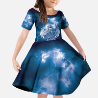 Federated States of Micronesia Veterans Day Family Matching Tank Maxi Dress and Hawaiian Shirt May We Never Forget Freedom Isn't Free LT05 Daughter's Dress Blue - Polynesian Pride
