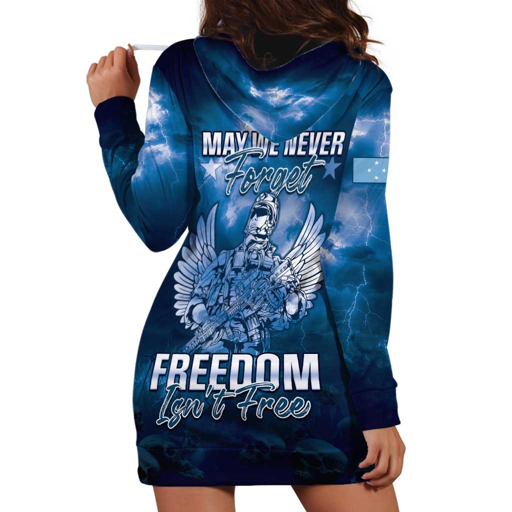 Federated States of Micronesia Veterans Day Hoodie Dress May We Never Forget Freedom Isn't Free LT05 - Polynesian Pride