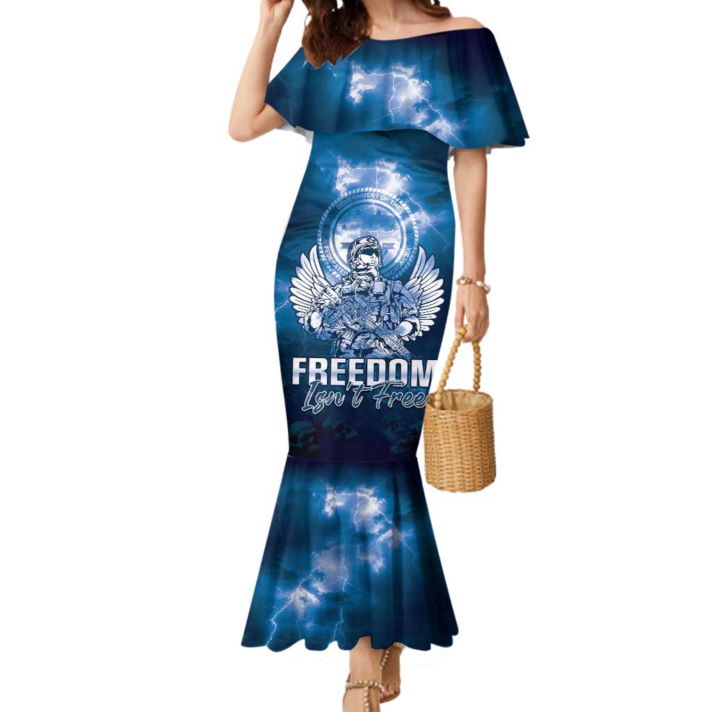 Federated States of Micronesia Veterans Day Mermaid Dress May We Never Forget Freedom Isn't Free LT05 Women Blue - Polynesian Pride