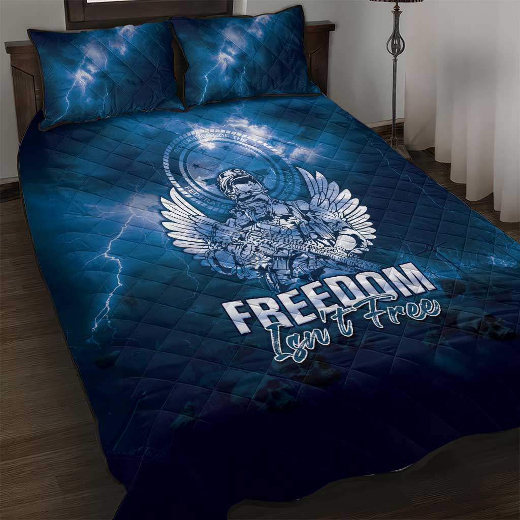 Federated States of Micronesia Veterans Day Quilt Bed Set May We Never Forget Freedom Isn't Free LT05 Blue - Polynesian Pride