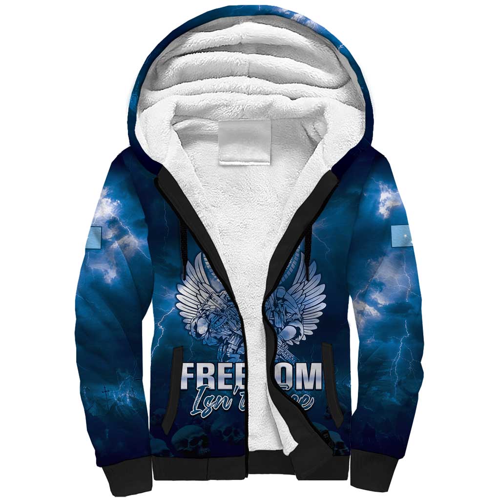 Federated States of Micronesia Veterans Day Sherpa Hoodie May We Never Forget Freedom Isn't Free LT05 Unisex Blue - Polynesian Pride