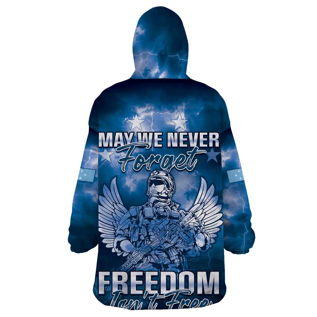 Federated States of Micronesia Veterans Day Wearable Blanket Hoodie May We Never Forget Freedom Isn't Free LT05 - Polynesian Pride