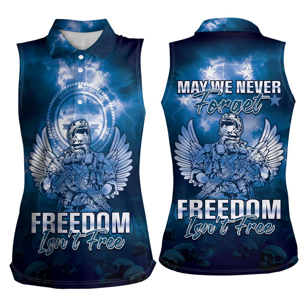 Federated States of Micronesia Veterans Day Women Sleeveless Polo Shirt May We Never Forget Freedom Isn't Free LT05 - Polynesian Pride