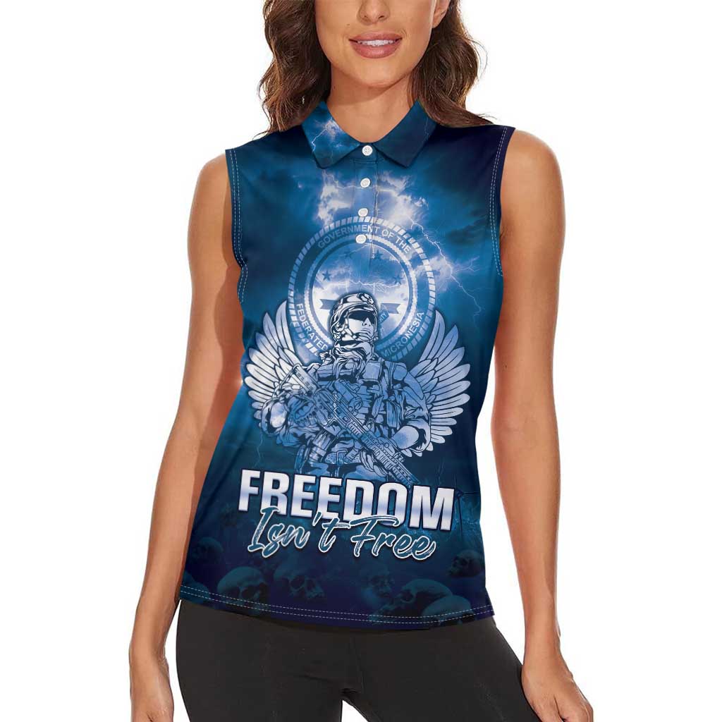 Federated States of Micronesia Veterans Day Women Sleeveless Polo Shirt May We Never Forget Freedom Isn't Free LT05 - Polynesian Pride