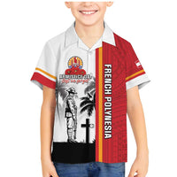 French Polynesia Armistice Day Family Matching Mermaid Dress and Hawaiian Shirt Lest We Forget Flag Style LT05 Son's Shirt Red - Polynesian Pride