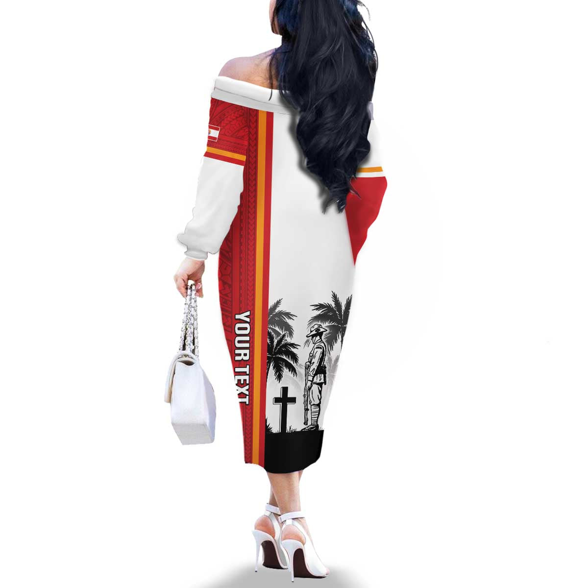French Polynesia Armistice Day Family Matching Off The Shoulder Long Sleeve Dress and Hawaiian Shirt Lest We Forget Flag Style LT05 - Polynesian Pride