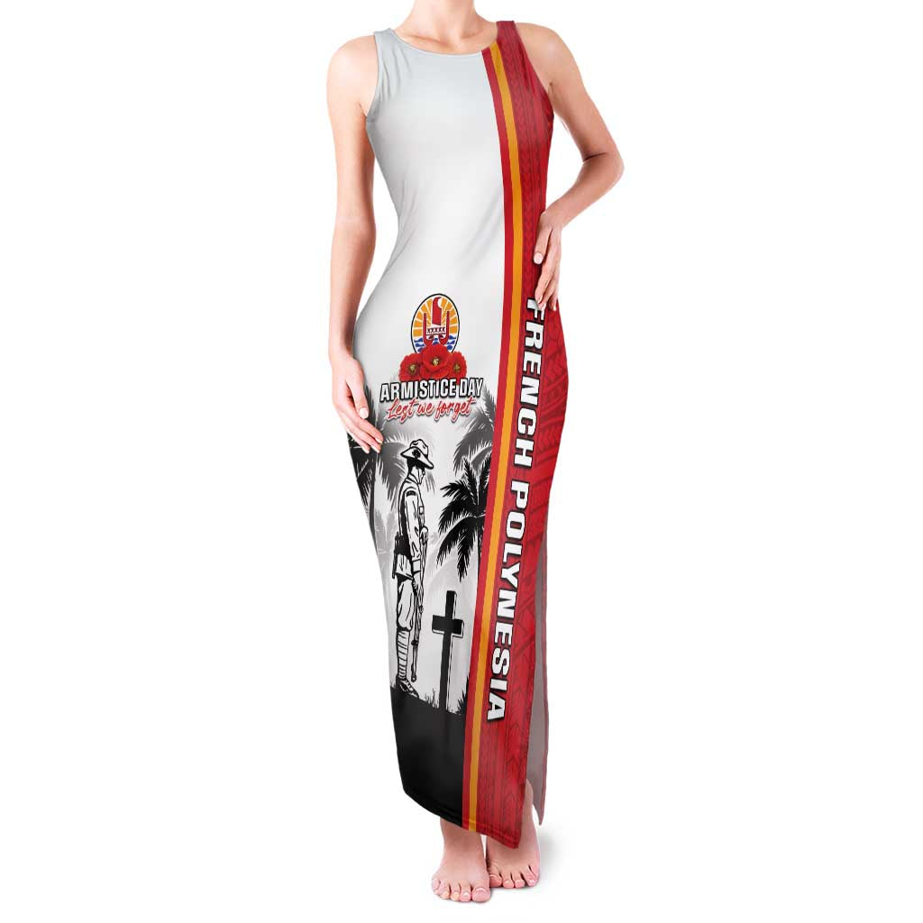 French Polynesia Armistice Day Family Matching Tank Maxi Dress and Hawaiian Shirt Lest We Forget Flag Style LT05 Mom's Dress Red - Polynesian Pride