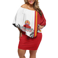 French Polynesia Armistice Day Off Shoulder Short Dress Lest We Forget Flag Style LT05 Women Red - Polynesian Pride