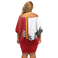 French Polynesia Armistice Day Off Shoulder Short Dress Lest We Forget Flag Style LT05 - Polynesian Pride