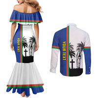 New Caledonia Armistice Day Couples Matching Mermaid Dress and Long Sleeve Button Shirt Lest We Forget Flag Style LT05 - Polynesian Pride