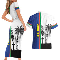 New Caledonia Armistice Day Couples Matching Short Sleeve Bodycon Dress and Hawaiian Shirt Lest We Forget Flag Style LT05 - Polynesian Pride