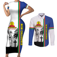 New Caledonia Armistice Day Couples Matching Short Sleeve Bodycon Dress and Long Sleeve Button Shirt Lest We Forget Flag Style LT05 Navy - Polynesian Pride