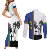 New Caledonia Armistice Day Couples Matching Short Sleeve Bodycon Dress and Long Sleeve Button Shirt Lest We Forget Flag Style LT05 - Polynesian Pride