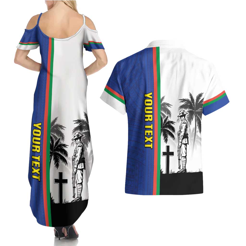 New Caledonia Armistice Day Couples Matching Summer Maxi Dress and Hawaiian Shirt Lest We Forget Flag Style LT05 - Polynesian Pride