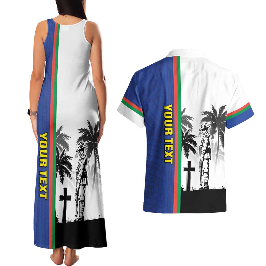 New Caledonia Armistice Day Couples Matching Tank Maxi Dress and Hawaiian Shirt Lest We Forget Flag Style LT05 - Polynesian Pride