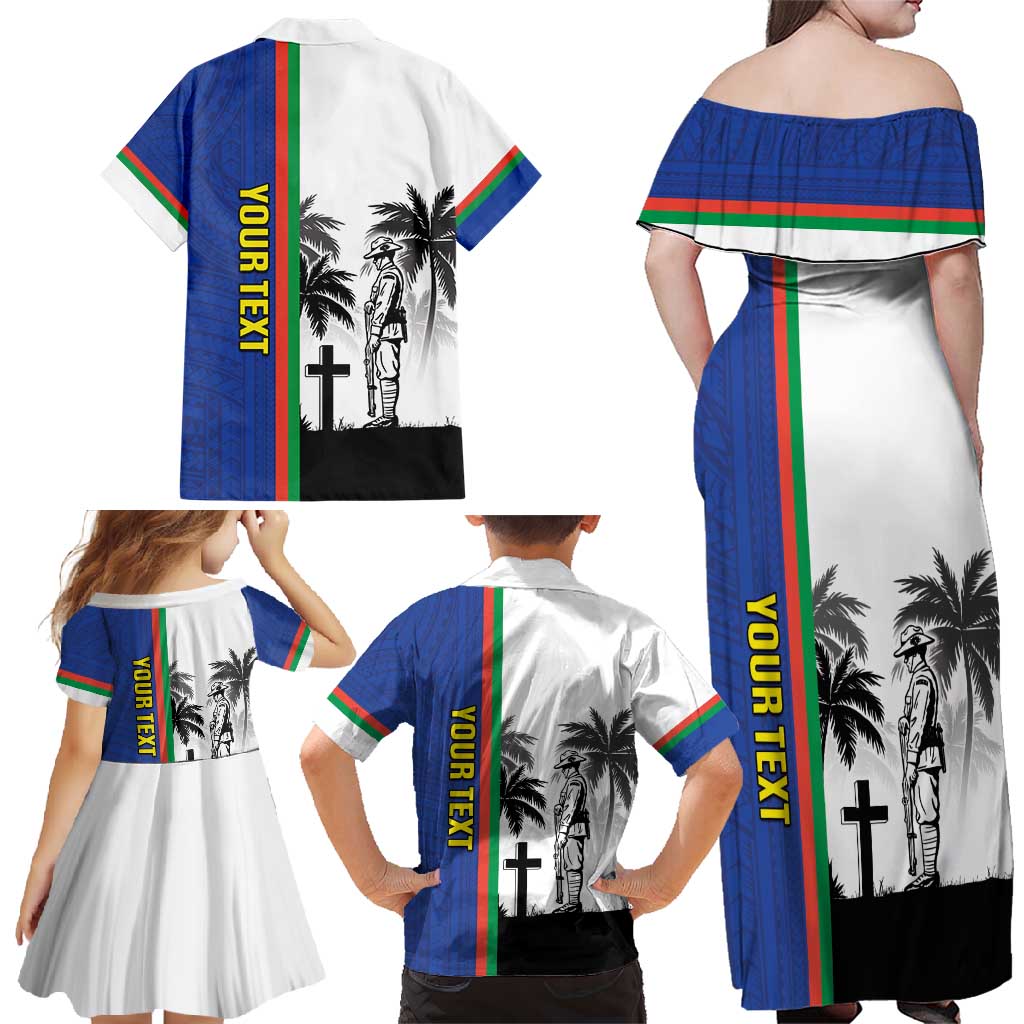 New Caledonia Armistice Day Family Matching Off Shoulder Maxi Dress and Hawaiian Shirt Lest We Forget Flag Style LT05 - Polynesian Pride