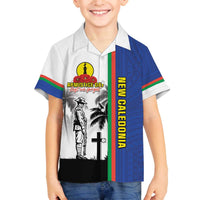 New Caledonia Armistice Day Family Matching Off Shoulder Short Dress and Hawaiian Shirt Lest We Forget Flag Style LT05 Son's Shirt Navy - Polynesian Pride