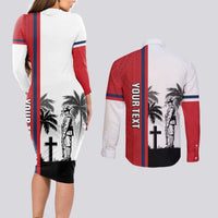 Wallis and Futuna Armistice Day Couples Matching Long Sleeve Bodycon Dress and Long Sleeve Button Shirt Lest We Forget Flag Style LT05 - Polynesian Pride