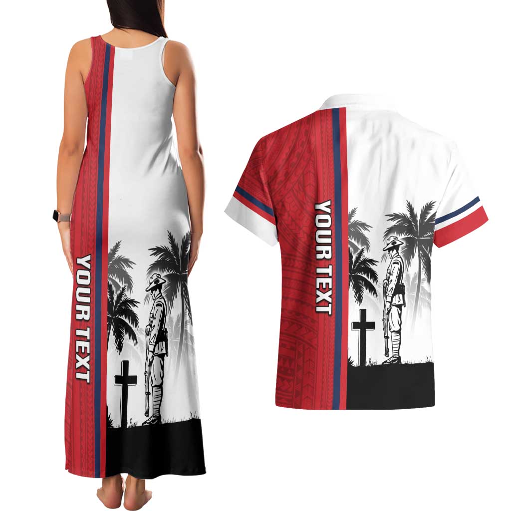 Wallis and Futuna Armistice Day Couples Matching Tank Maxi Dress and Hawaiian Shirt Lest We Forget Flag Style LT05 - Polynesian Pride