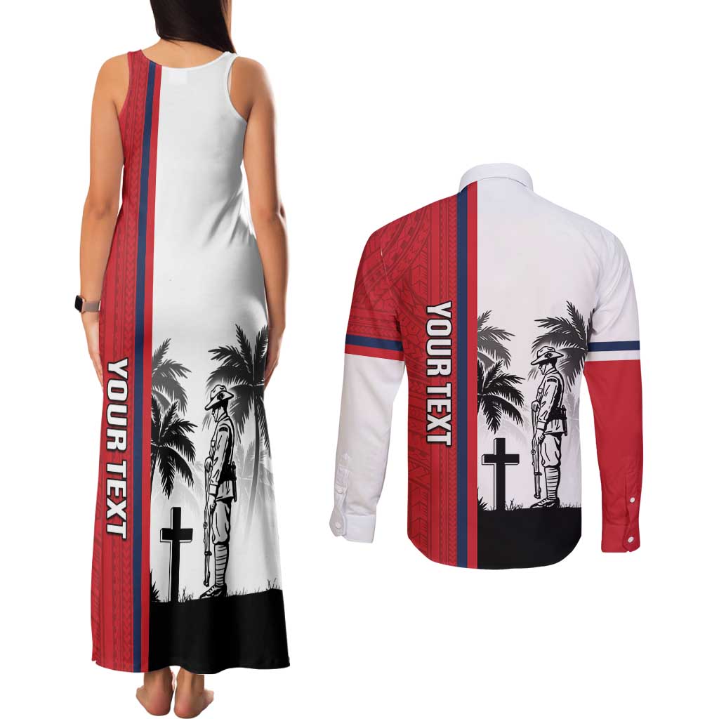 Wallis and Futuna Armistice Day Couples Matching Tank Maxi Dress and Long Sleeve Button Shirt Lest We Forget Flag Style LT05 - Polynesian Pride