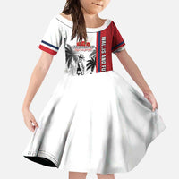 Wallis and Futuna Armistice Day Family Matching Mermaid Dress and Hawaiian Shirt Lest We Forget Flag Style LT05 Daughter's Dress White - Polynesian Pride