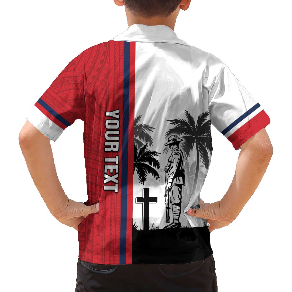 Wallis and Futuna Armistice Day Family Matching Off The Shoulder Long Sleeve Dress and Hawaiian Shirt Lest We Forget Flag Style LT05 - Polynesian Pride