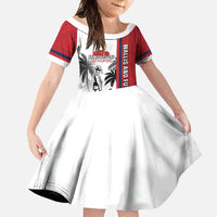 Wallis and Futuna Armistice Day Family Matching Off Shoulder Maxi Dress and Hawaiian Shirt Lest We Forget Flag Style LT05 Daughter's Dress White - Polynesian Pride