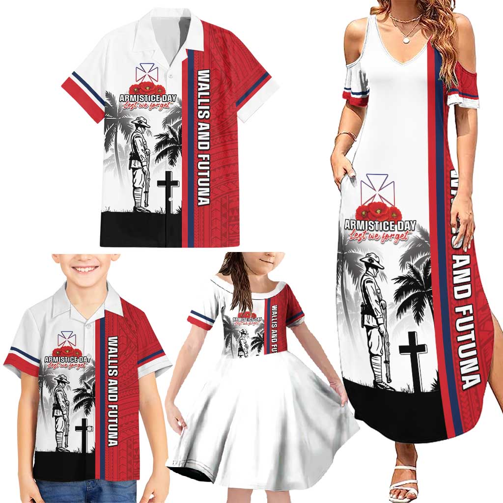 Wallis and Futuna Armistice Day Family Matching Summer Maxi Dress and Hawaiian Shirt Lest We Forget Flag Style LT05 - Polynesian Pride