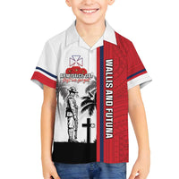 Wallis and Futuna Armistice Day Family Matching Tank Maxi Dress and Hawaiian Shirt Lest We Forget Flag Style LT05 Son's Shirt White - Polynesian Pride