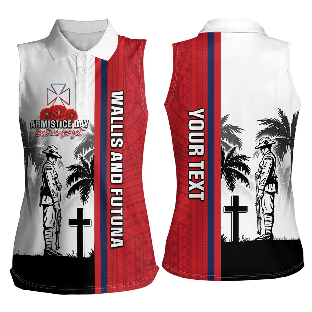 Wallis and Futuna Armistice Day Women Sleeveless Polo Shirt Lest We Forget Flag Style LT05 - Polynesian Pride