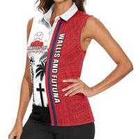 Wallis and Futuna Armistice Day Women Sleeveless Polo Shirt Lest We Forget Flag Style LT05 - Polynesian Pride