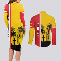 Marquesas Islands Armistice Day Couples Matching Long Sleeve Bodycon Dress and Long Sleeve Button Shirt Lest We Forget Flag Style LT05 - Polynesian Pride