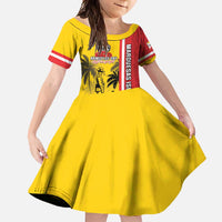 Marquesas Islands Armistice Day Family Matching Mermaid Dress and Hawaiian Shirt Lest We Forget Flag Style LT05 Daughter's Dress Yellow - Polynesian Pride