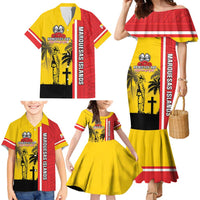 Marquesas Islands Armistice Day Family Matching Mermaid Dress and Hawaiian Shirt Lest We Forget Flag Style LT05 - Polynesian Pride