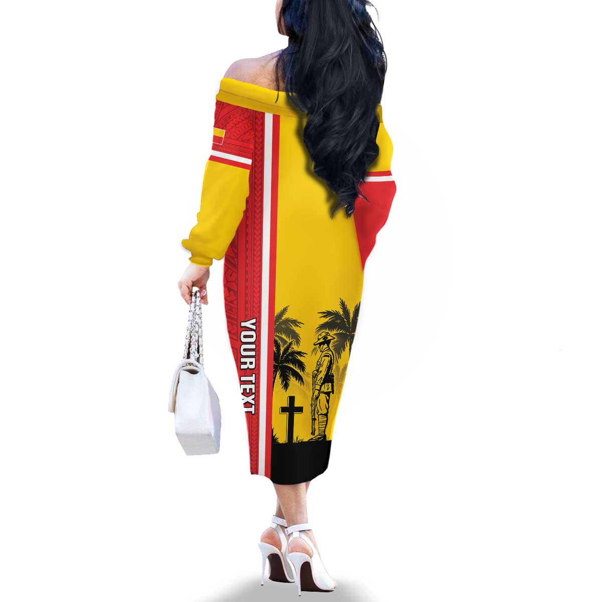 Marquesas Islands Armistice Day Family Matching Off The Shoulder Long Sleeve Dress and Hawaiian Shirt Lest We Forget Flag Style LT05 - Polynesian Pride