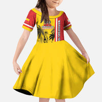 Marquesas Islands Armistice Day Family Matching Off Shoulder Maxi Dress and Hawaiian Shirt Lest We Forget Flag Style LT05 Daughter's Dress Yellow - Polynesian Pride