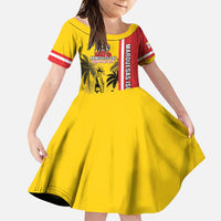 Marquesas Islands Armistice Day Family Matching Puletasi and Hawaiian Shirt Lest We Forget Flag Style LT05 Daughter's Dress Yellow - Polynesian Pride