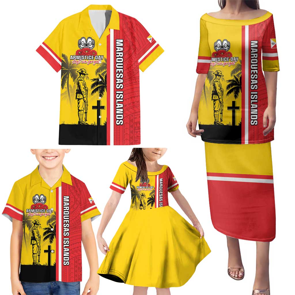 Marquesas Islands Armistice Day Family Matching Puletasi and Hawaiian Shirt Lest We Forget Flag Style LT05 - Polynesian Pride