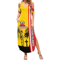 Marquesas Islands Armistice Day Family Matching Summer Maxi Dress and Hawaiian Shirt Lest We Forget Flag Style LT05 Mom's Dress Yellow - Polynesian Pride