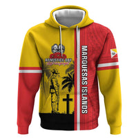 Marquesas Islands Armistice Day Hoodie Lest We Forget Flag Style LT05 Pullover Hoodie Yellow - Polynesian Pride