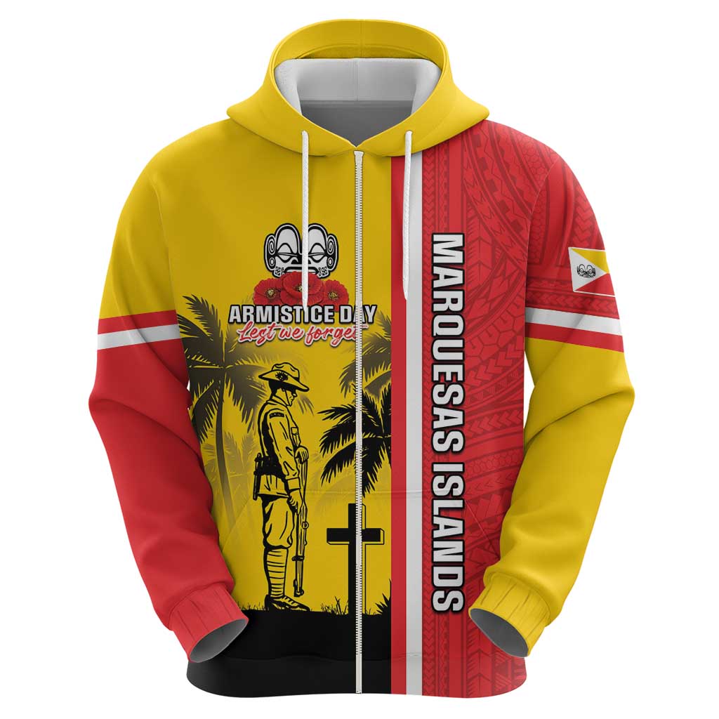 Marquesas Islands Armistice Day Hoodie Lest We Forget Flag Style LT05 - Polynesian Pride