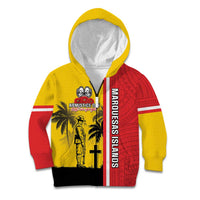 Marquesas Islands Armistice Day Kid Hoodie Lest We Forget Flag Style LT05 Zip Hoodie Yellow - Polynesian Pride