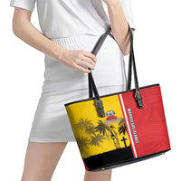 Marquesas Islands Armistice Day Leather Tote Bag Lest We Forget Flag Style LT05 - Polynesian Pride