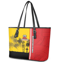 Marquesas Islands Armistice Day Leather Tote Bag Lest We Forget Flag Style LT05 - Polynesian Pride