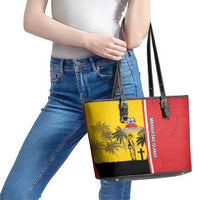 Marquesas Islands Armistice Day Leather Tote Bag Lest We Forget Flag Style LT05 - Polynesian Pride