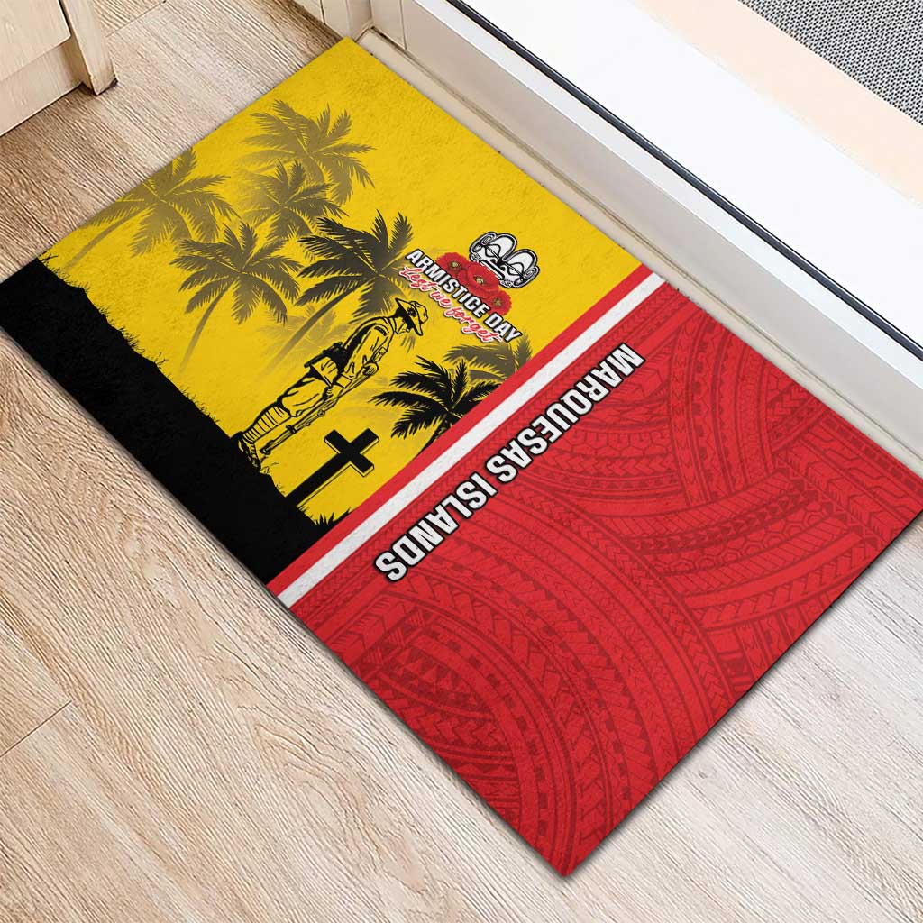 Marquesas Islands Armistice Day Rubber Doormat Lest We Forget Flag Style
